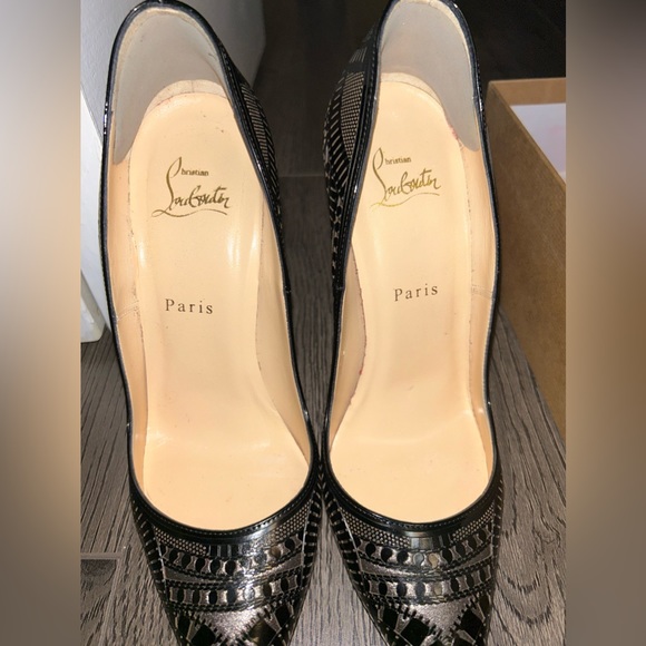 Christian Louboutin Kristali Heels 120 Patent/Suede Burma - Picture 4 of 11